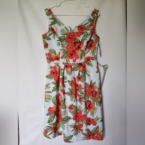 AGB Womens Floral Tropical Dress Size 10 Color Sky Blue Orange green